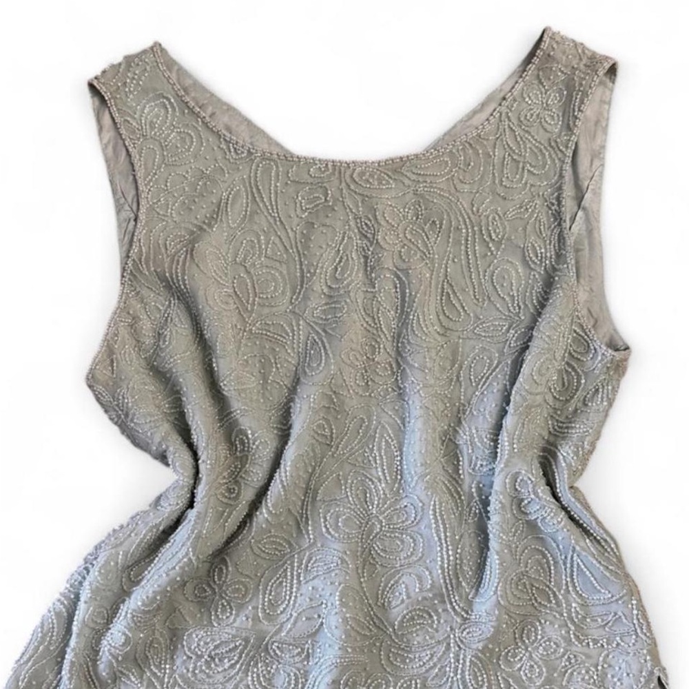 Vintage Sleeveless Beaded Tank Top in mint green